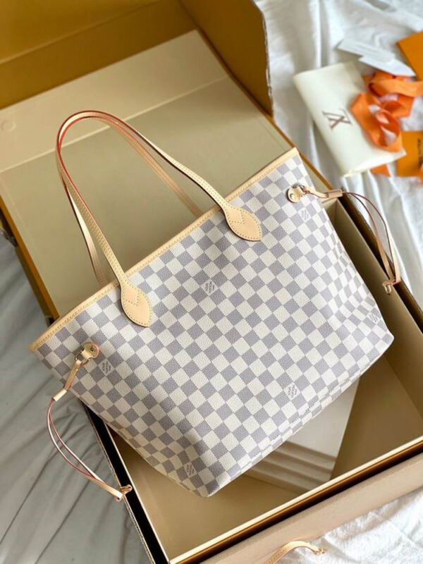 LV Neverfull MM Tote Bag Damier Azur Canvas for Women N41361