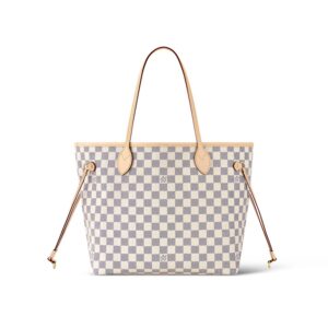 LV Neverfull MM Tote Bag Damier Azur Canvas Rose Ballerine Pink For Women N41605