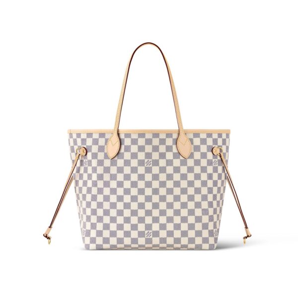 LV Neverfull MM Tote Bag Damier Azur Canvas Rose Ballerine Pink For Women N41605