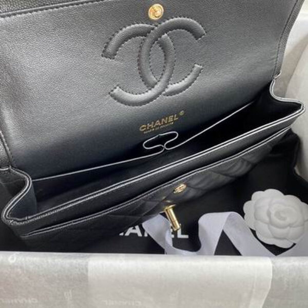 CN Classic Handbag Gold Toned Hardware Black For Women A01112