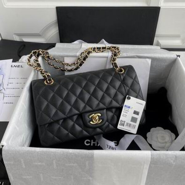 CN Classic Handbag Gold Toned Hardware Black For Women A01112