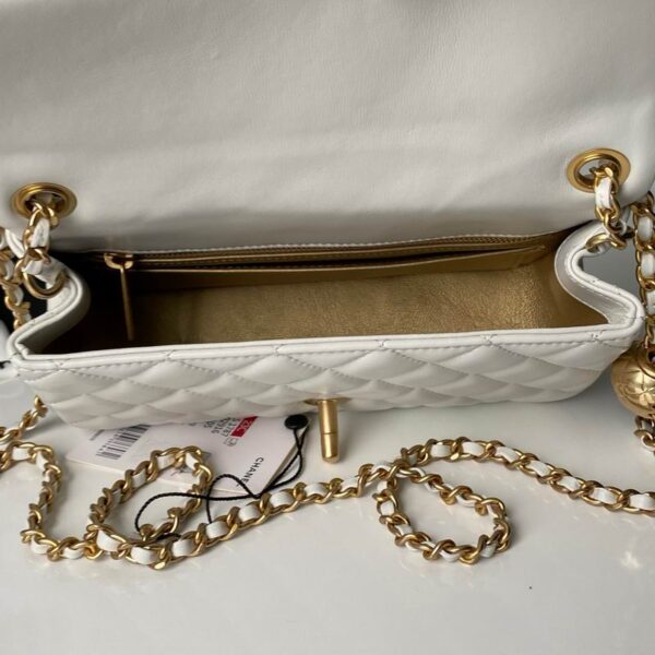 CN Flap Bag With CC Ball On Strap White For Women AS1787
