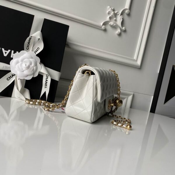 CN Flap Bag With CC Ball On Strap White For Women AS1787