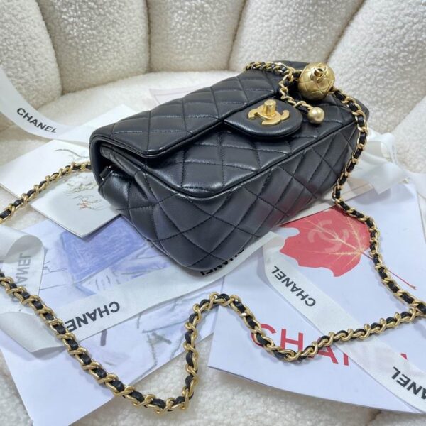 CN Flap Bag With CC Ball On Strap Black For Women AS1787