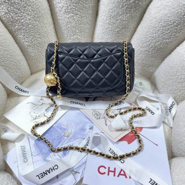 CN Flap Bag With CC Ball On Strap Black For Women AS1787