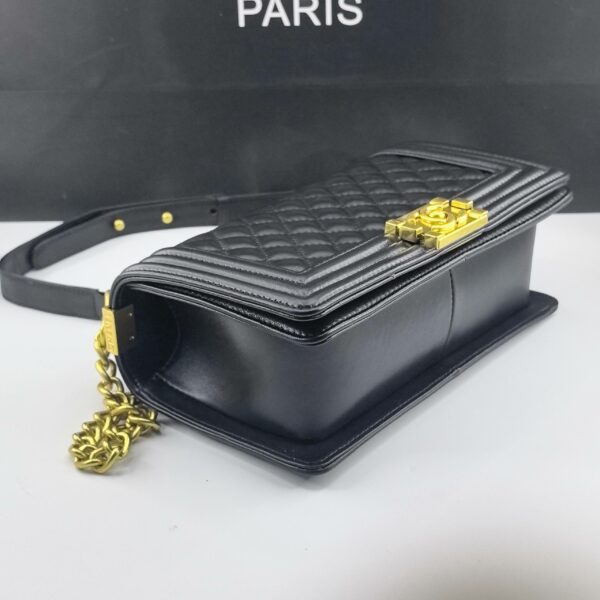 CN Boy Handbag Gold Toned Hardware Black For Women A67086