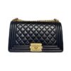 CN Boy Handbag Gold Toned Hardware Black For Women A67086
