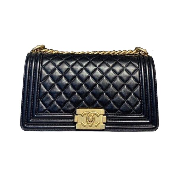 CN Boy Handbag Gold Toned Hardware Black For Women A67086