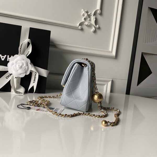CN Classic Flap With Charm Chain With CC Details On Strap Bag Gold Hardware Grey