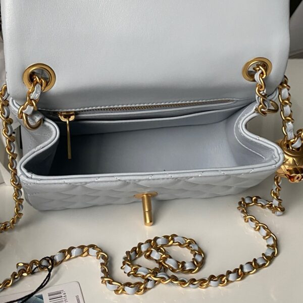 CN Classic Flap With Charm Chain With CC Details On Strap Bag Gold Hardware Grey