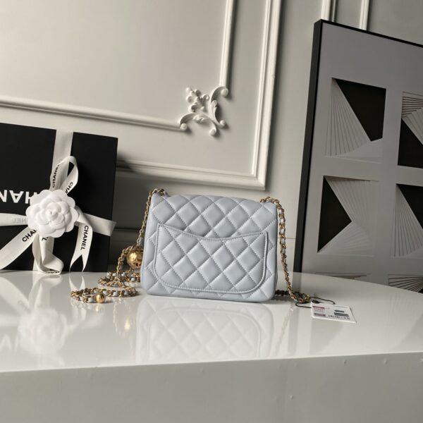 CN Classic Flap With Charm Chain With CC Details On Strap Bag Gold Hardware Grey