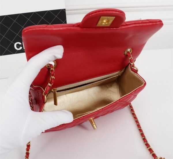 CN Flap Bag With CC Ball On Strap Red For Women CN Flap Bag With CC Ball On Strap Red For Women