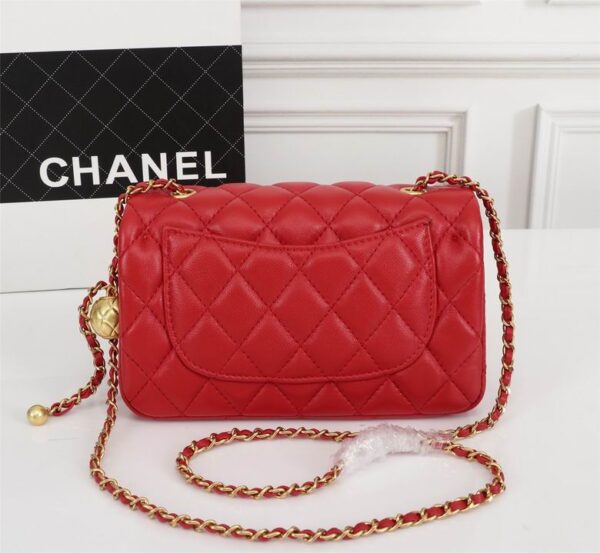 CN Flap Bag With CC Ball On Strap Red For Women CN Flap Bag With CC Ball On Strap Red For Women