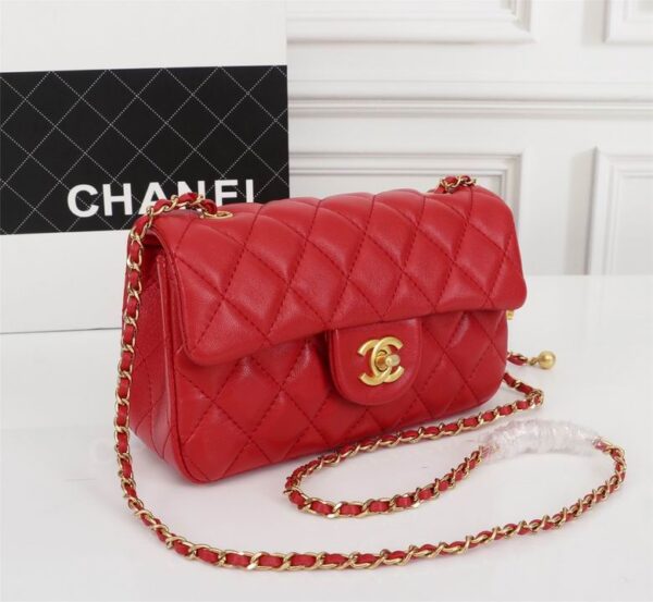 CN Flap Bag With CC Ball On Strap Red For Women CN Flap Bag With CC Ball On Strap Red For Women