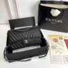 CN Chevron Classic Handbag Silver Hardware Black For Women
