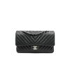 CN Chevron Classic Handbag Silver Hardware Black For Women
