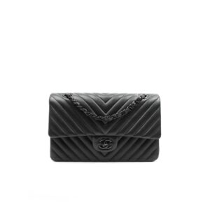 CN Chevron Classic Handbag Black Hardware Black For Women