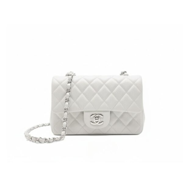 CN Small Classic Handbag Silver Hardware White For Women A01113 CN Small Classic Handbag Silver Hardware White For Women A01113