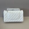 CN Classic Medium Flapbag Silver Hardware White A01112