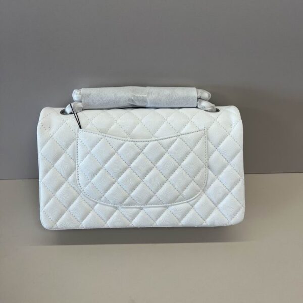 CN Classic Medium Flapbag Silver Hardware White A01112