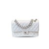 CN Classic Medium Flapbag Silver Hardware White A01112