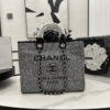 CN Deauville Tote Bag in Raffia Canvas, Black/White for Women