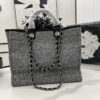 CN Deauville Tote Bag in Raffia Canvas, Black/White for Women