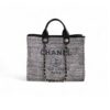 CN Deauville Tote Bag in Raffia Canvas, Black/White for Women