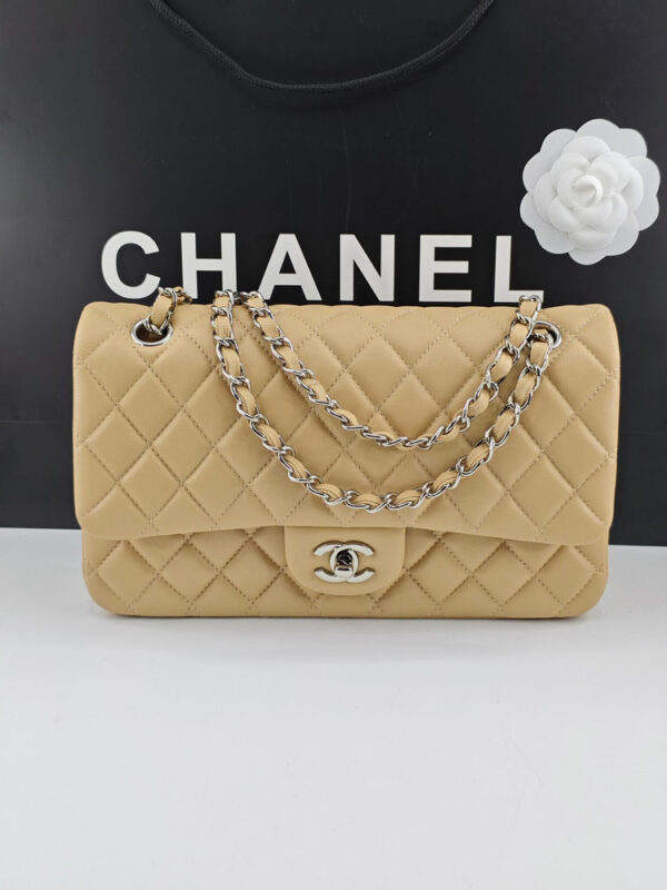 CN Classic Handbag Silver Hardware Beige For Women A01112