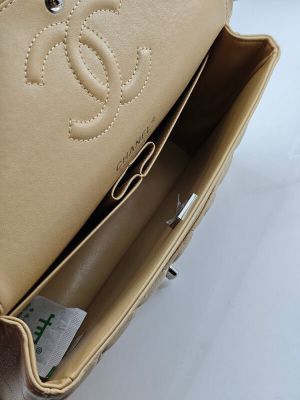 CN Classic Handbag Silver Hardware Beige For Women A01112