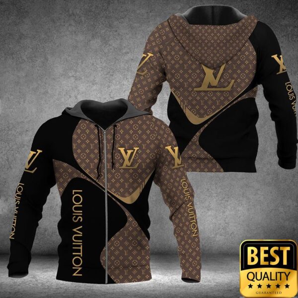 Luxury Louis Vuitton Black And Brown Monogram Vertical Brand Name 3D Shirt 134