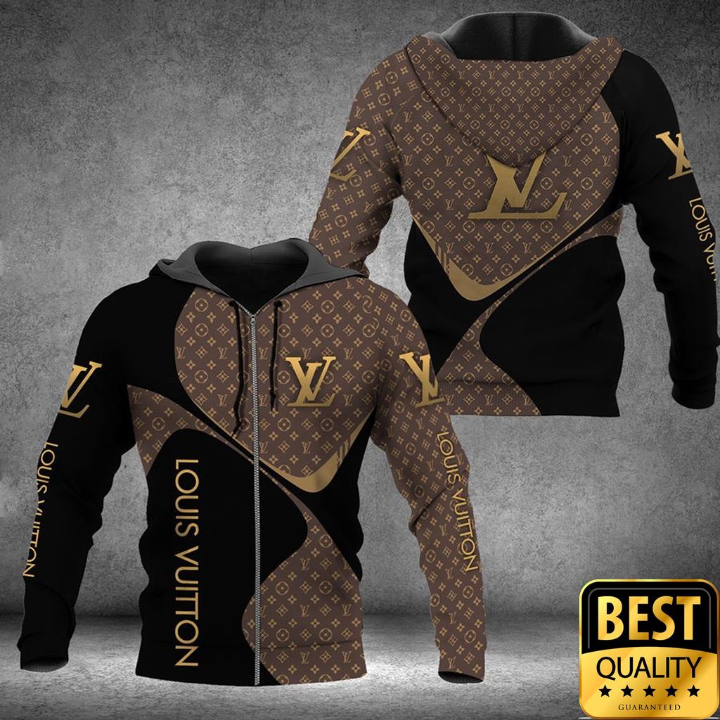 Luxury Louis Vuitton Black And Brown Monogram Vertical Brand Name 3D Shirt 134