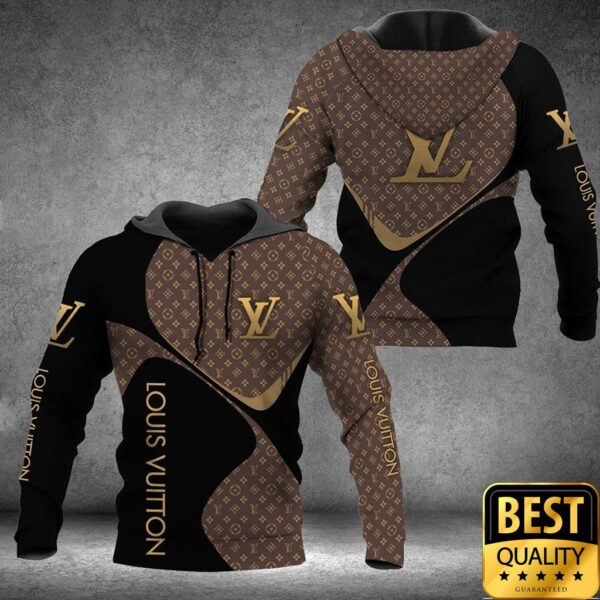 Luxury Louis Vuitton Black And Brown Monogram Vertical Brand Name 3D Shirt 134