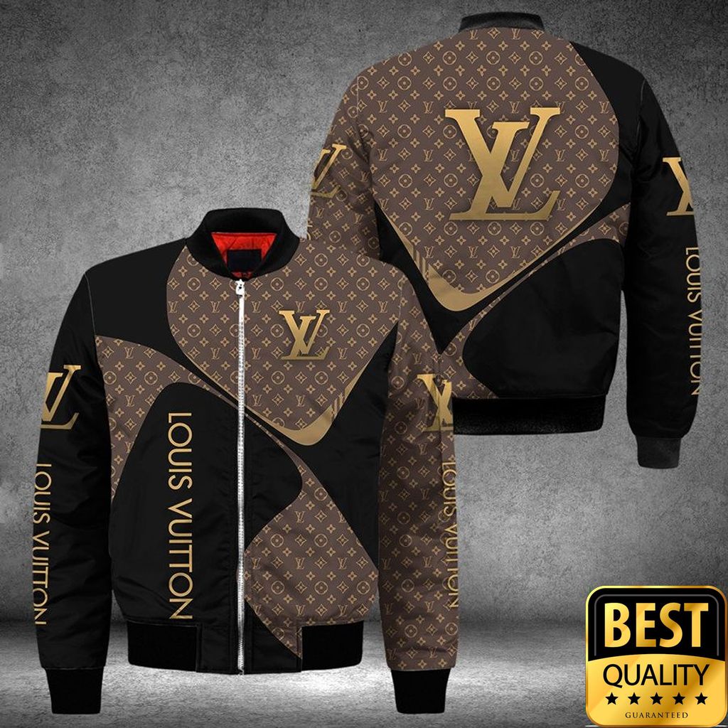 Luxury Louis Vuitton Black And Brown Monogram Vertical Brand Name 3D Shirt 134