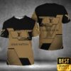 Luxury Louis Vuitton Black And Light Brown With Brand Name On Sleeves 3D Shirt 136