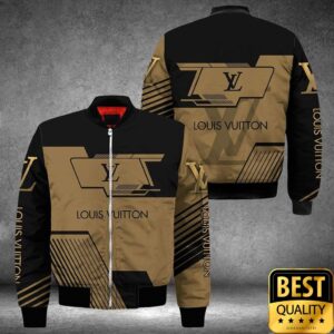 Luxury Louis Vuitton Black And Light Brown With Brand Name On Sleeves 3D Shirt 136