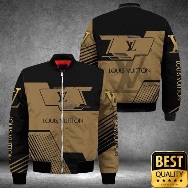 Luxury Louis Vuitton Black And Light Brown With Brand Name On Sleeves 3D Shirt 136