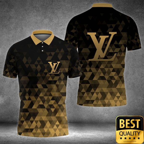 Luxury Louis Vuitton Black And Gold Color With Rectangle Pattern 3D Shirt 135