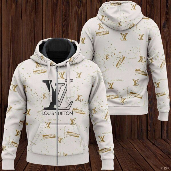 Louis Vuitton Full White Color Luxury 3D Hoodie POD Design 030 Louis Vuitton Full White Color Luxury 3D Hoodie POD Design 030