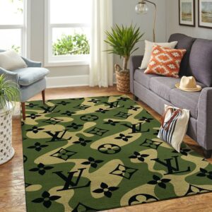 Louis Vuitton Olive Drab & Black Living Room Carpet 058
