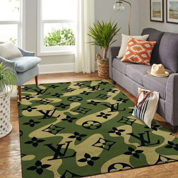 Louis Vuitton Olive Drab & Black Living Room Carpet 058