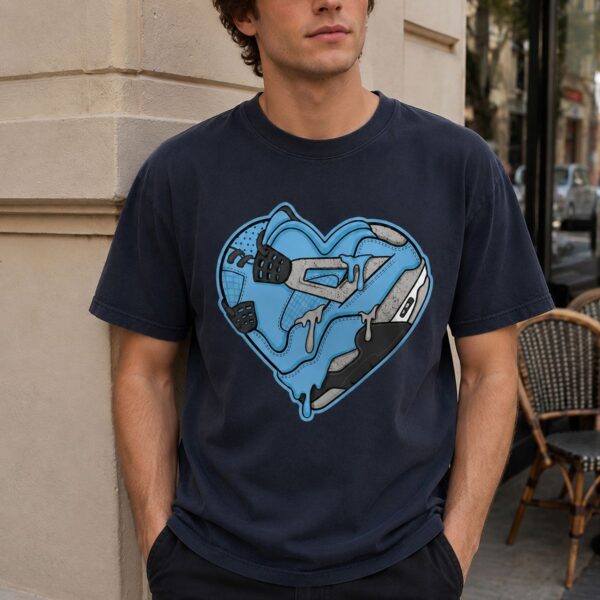 Heart Snk Graphic Tee Matching Jordan 4 University Blue T-Shirt