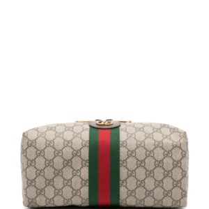 GG Savoy Leather-trimmed Coated-canvas Jacquard Toiletry Case 572767
