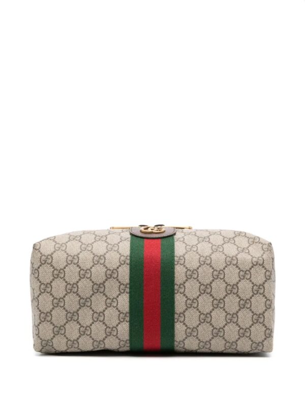 GG Savoy Leather-trimmed Coated-canvas Jacquard Toiletry Case 572767
