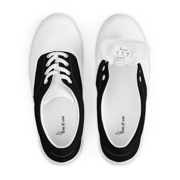 Black & White Canvas Shoes, Black Canvas Saddle Shoes, Trending Shoes for Women H0236 Black & White Canvas Shoes, Black Canvas Saddle Shoes, Trending Shoes for Women H0236