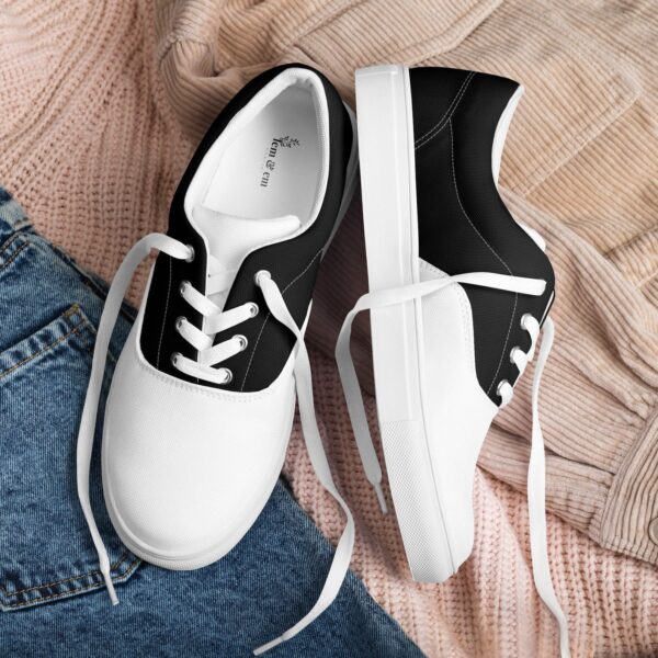 Black & White Canvas Shoes, Black Canvas Saddle Shoes, Trending Shoes for Women H0236 Black & White Canvas Shoes, Black Canvas Saddle Shoes, Trending Shoes for Women H0236