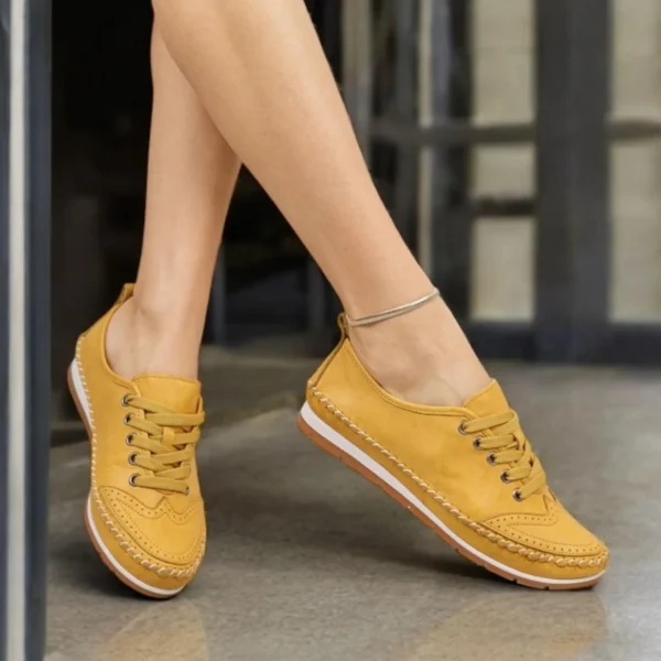 Handmade Soft Leather Tie Sneakers, Women’s Lace Up Casual Shoes, Comfortable Walking Shoes H0072 Handmade Soft Leather Tie Sneakers, Women’s Lace Up Casual Shoes, Comfortable Walking Shoes H0072