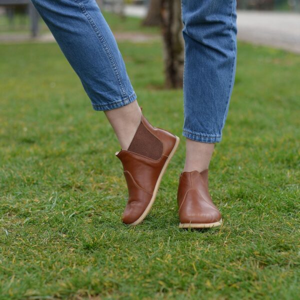 Barefoot Leather Chelsea Boots: Wide Toe, Zero Drop Handmade Boots, Elegant Brown H0056 Barefoot Leather Chelsea Boots: Wide Toe, Zero Drop Handmade Boots, Elegant Brown H0056