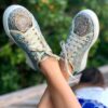 Boho Low-Top Sneakers, Vegan Leather, Gold Embroidery Anniversary Gift H0042 Boho Low-Top Sneakers, Vegan Leather, Gold Embroidery Anniversary Gift H0042