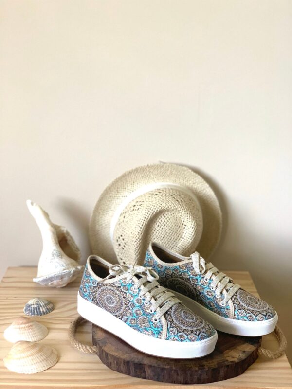 Boho Low-Top Sneakers, Vegan Leather, Gold Embroidery Anniversary Gift H0042 Boho Low-Top Sneakers, Vegan Leather, Gold Embroidery Anniversary Gift H0042